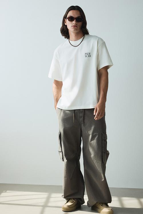 Loose fit printed t-shirt - white palm noir