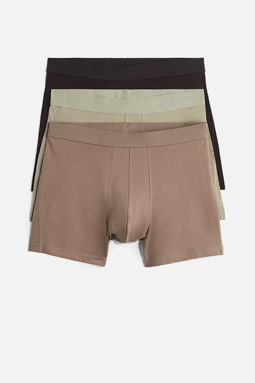 3-Pack mid trunks with lycra® - green/beige/brown