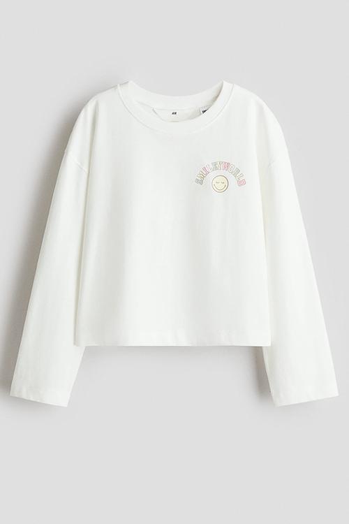 Printed cotton top -  white/smileyworld® 