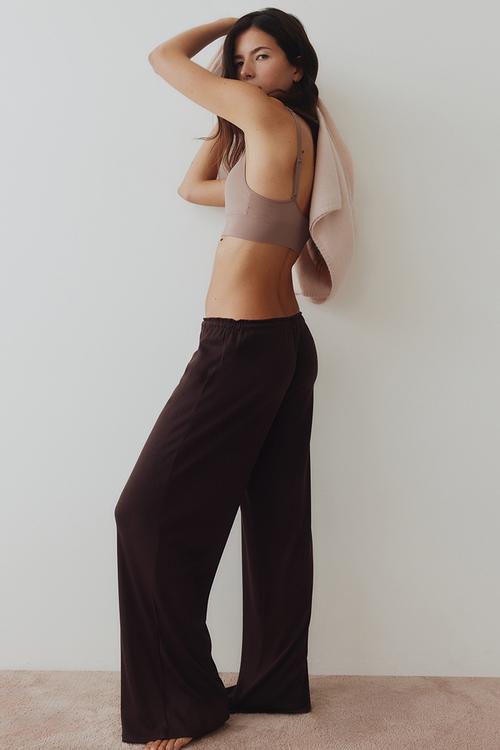 Pointelle pyjama bottoms - dark brown 