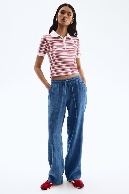 Cotton muslin trousers - blue