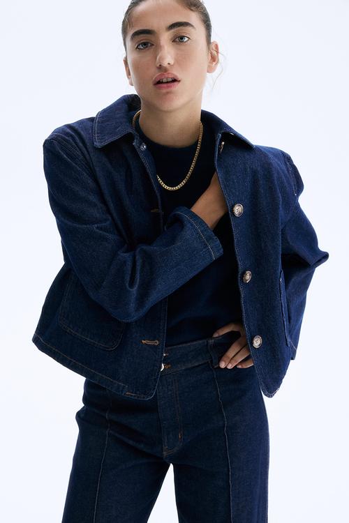 Collared twill jacket - denim blue