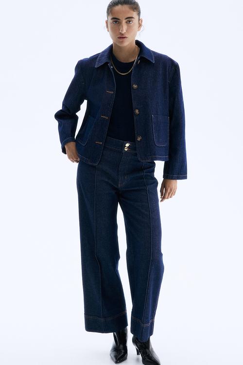 Collared twill jacket - denim blue