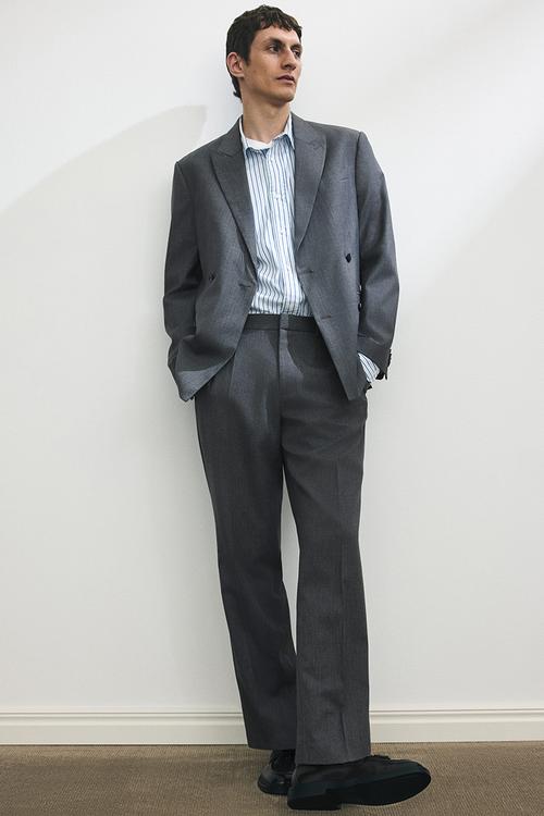 Relaxed fit double-breasted jacket - grey