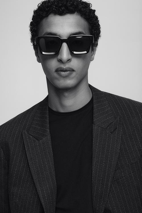 Relaxed fit double-breasted jacket - dark grey pinstriped