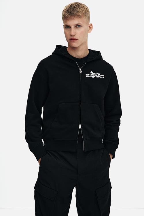 Loose fit zip-through hoodie - black avenue