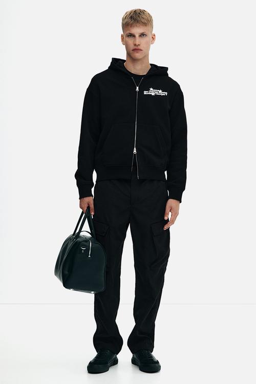 Loose fit zip-through hoodie - black avenue