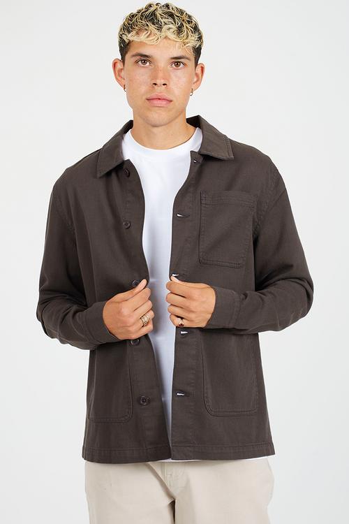 Twill Shacket - Dark Charcoal