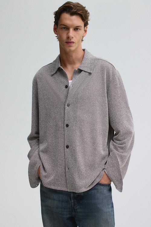 Regular fit textured shirt - greige