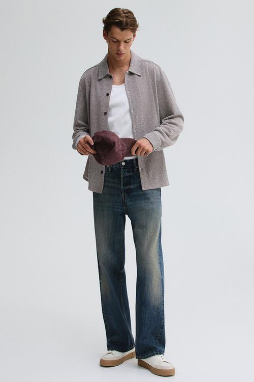 Regular fit textured shirt - greige