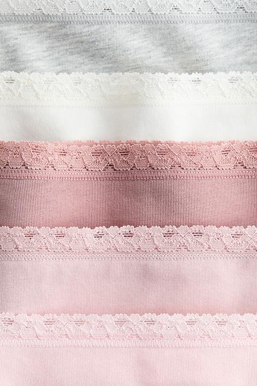 5-pack cotton briefs - light pink & light grey marl 