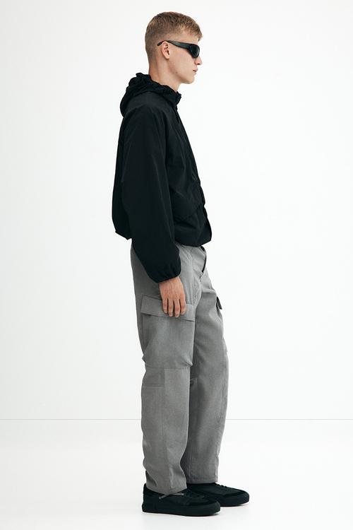 Relaxed fit nylon cargo trousers - grey