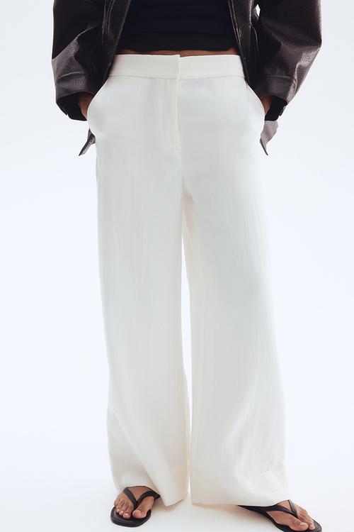 Wide twill trousers - white
