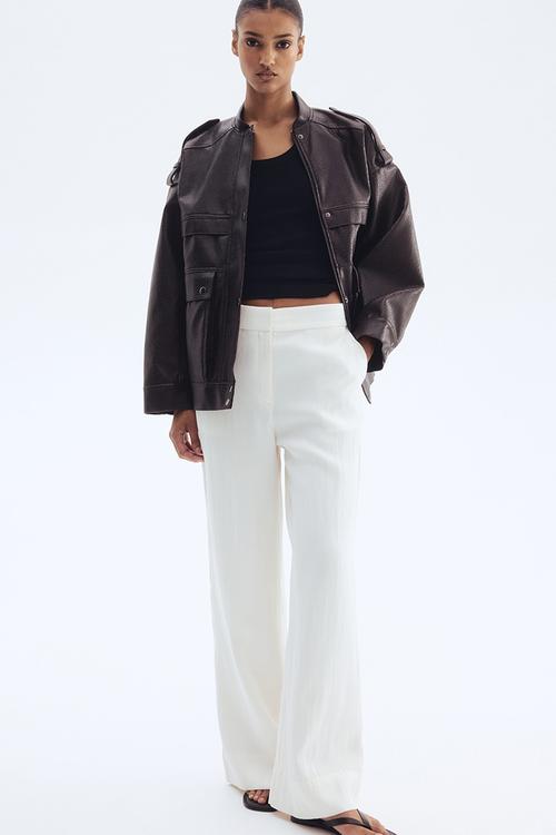 Wide twill trousers - white