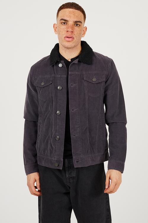 Cord Jacket  - Grey Cord/ Black Borg
