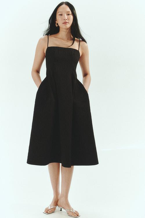 Jacquard-weave dress - black