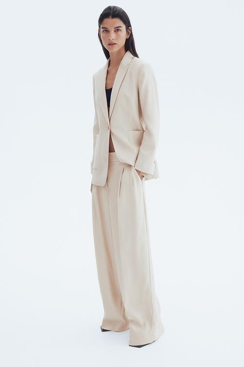 Wide tailored trousers - light beige
