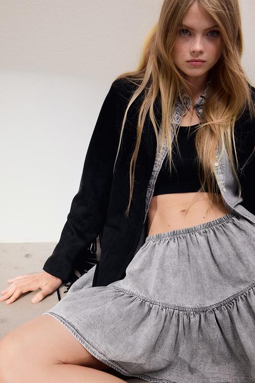 Flounced mini skirt - grey
