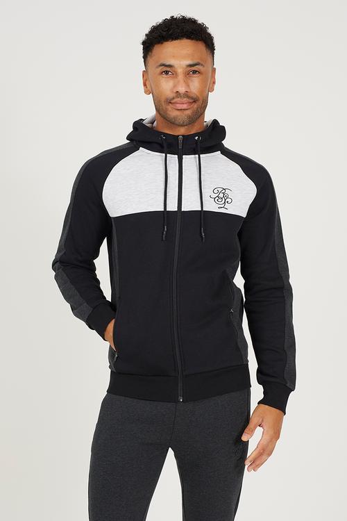 Zip High Neck Hoodie With Matching Joggers - Black/Charc Marl/Grey Marl