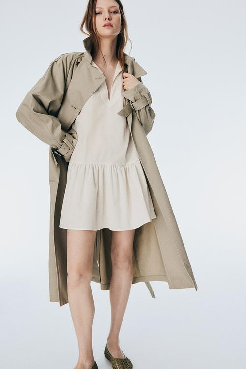 Flared-hem dress - cream
