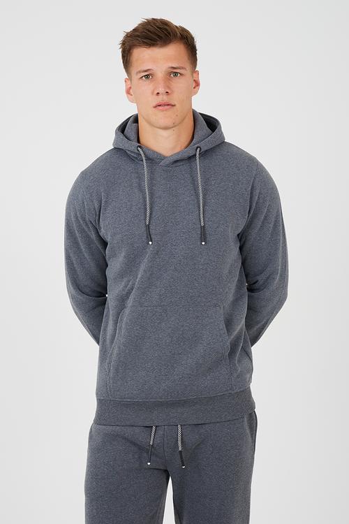 Hoody With Cross Over Hood With Straight Leg Joggers - Charcoal Marl