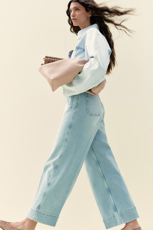 Wide high ankle jeans - light denim blue