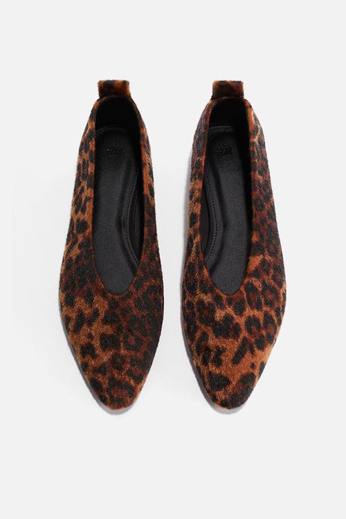 Pointed ballet flats - brown &  leopard print