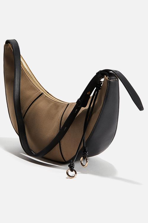 Curved shoulder bag - beige/black