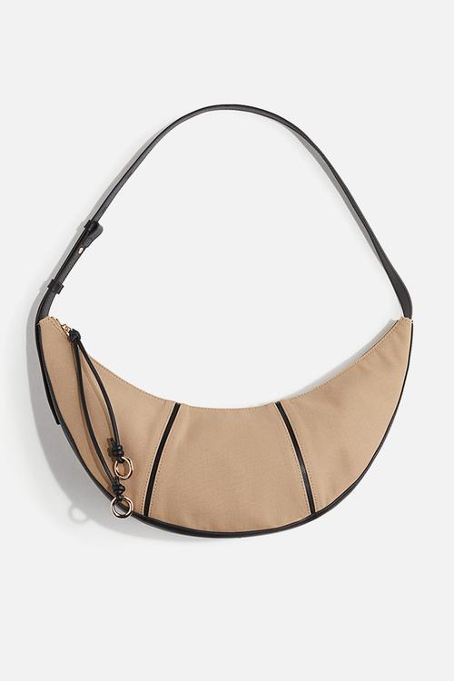 Curved shoulder bag - beige/black