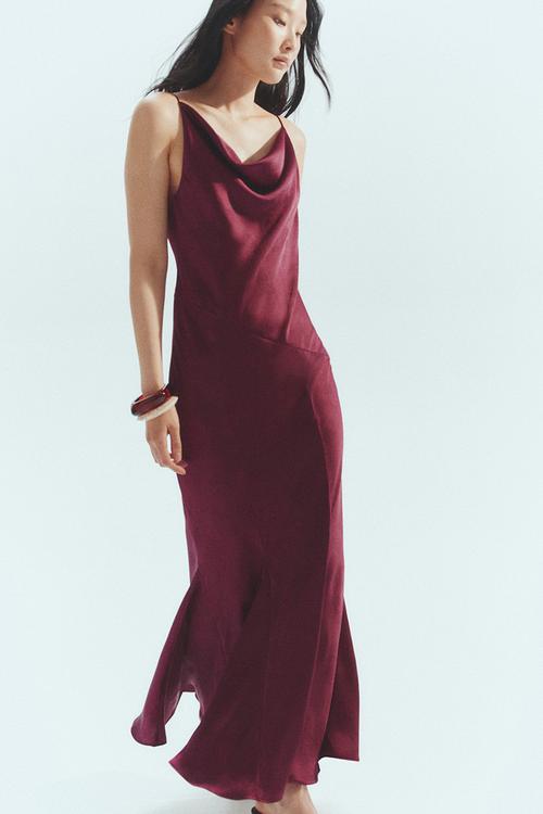 Satin slip dress - burgundy