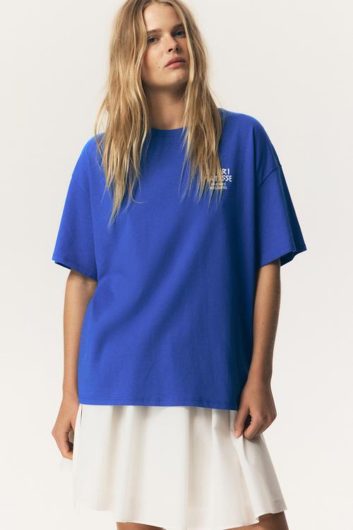 Oversized printed T-shirt - blue,multi