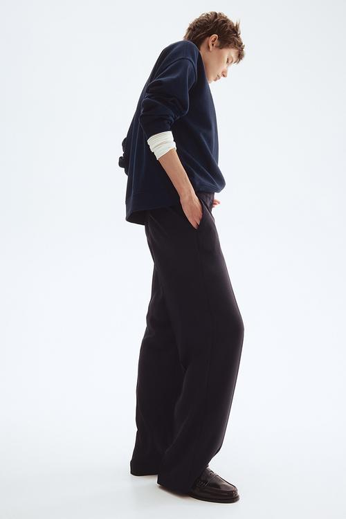 Straight crease-leg trousers - navy blue