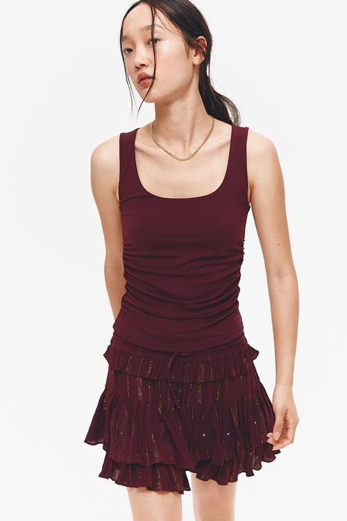 Ruched vest top - burgundy