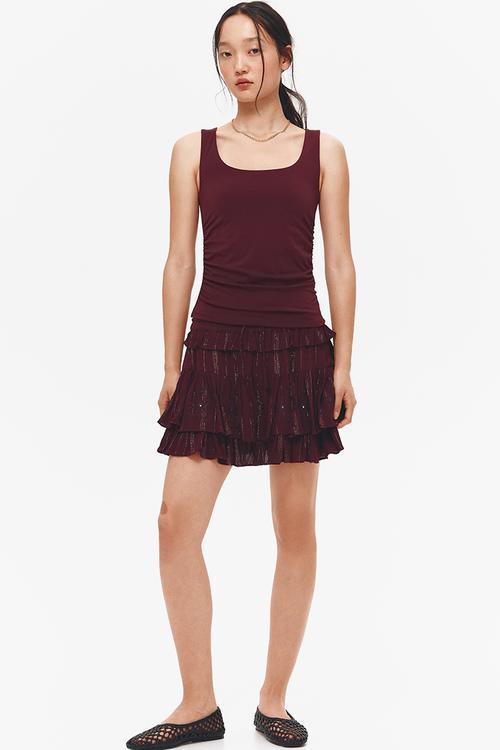 Ruched vest top - burgundy