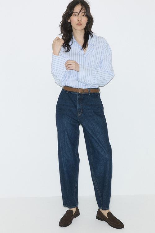 Barrel high ankle jeans - dark denim blue