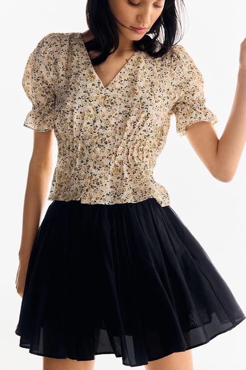 Peplum blouse - light beige floral 