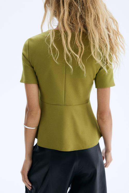 Peplum top - olive green