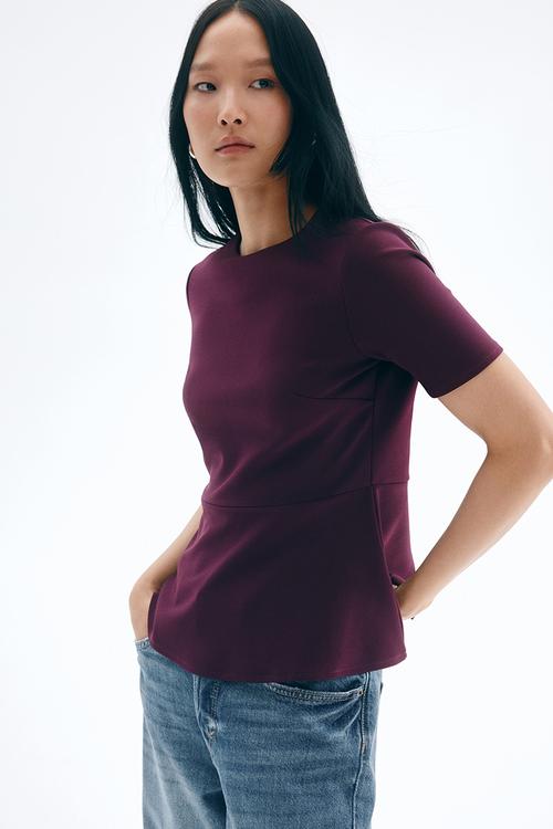 Peplum top - burgundy