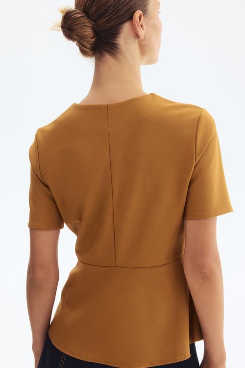 Peplum top - mustard yellow