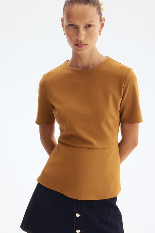Peplum top - mustard yellow