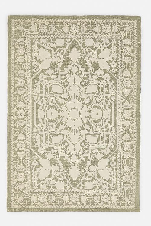 Antique Cotton Printed Rug - Natural