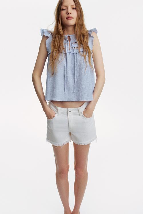 Textured jersey top - light blue