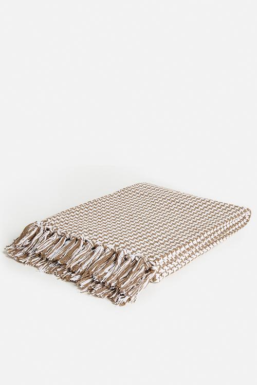 Houndstooth Cotton Throw Natural