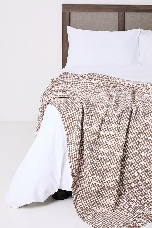Houndstooth Cotton Throw Natural