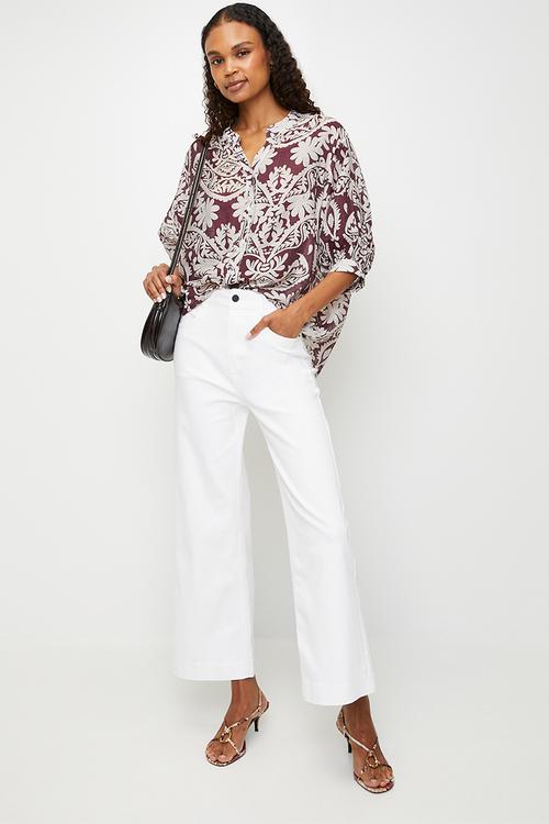 Half sleeve Batwing Blouse - Wine