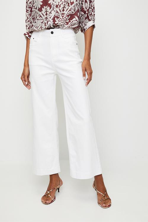 High Waist Wide Leg Pant - White