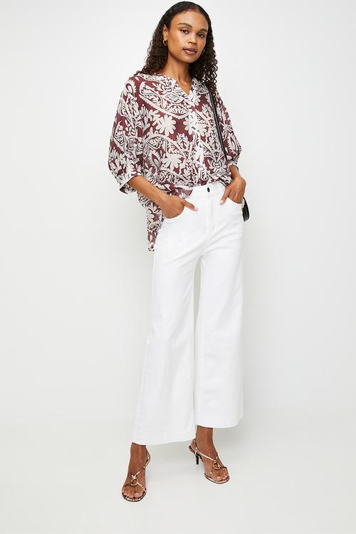 High Waist Wide Leg Pant - White