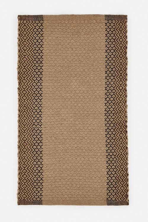 Geo Cotton Woven Bath Mat - Charcoal & Brown