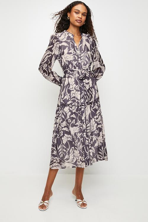 Tiered midi dress - Purple floral 