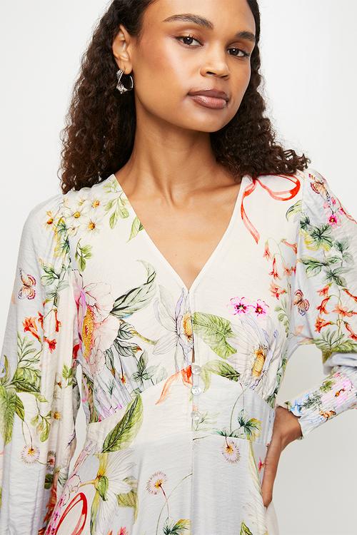 Maxi dress - Beige floral 